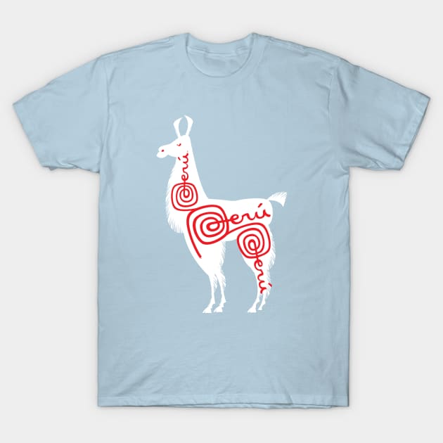 Peru Alpaca White T-Shirt by thedesignfarmer